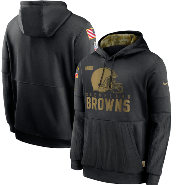 Men's Cleveland Browns Black NFL 2020 Salute To Service Sideline Performance Pullover Hoodie